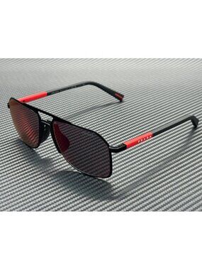 New PRADA LINEA ROSSA Men Matte Black Sunglasses 56-17-145